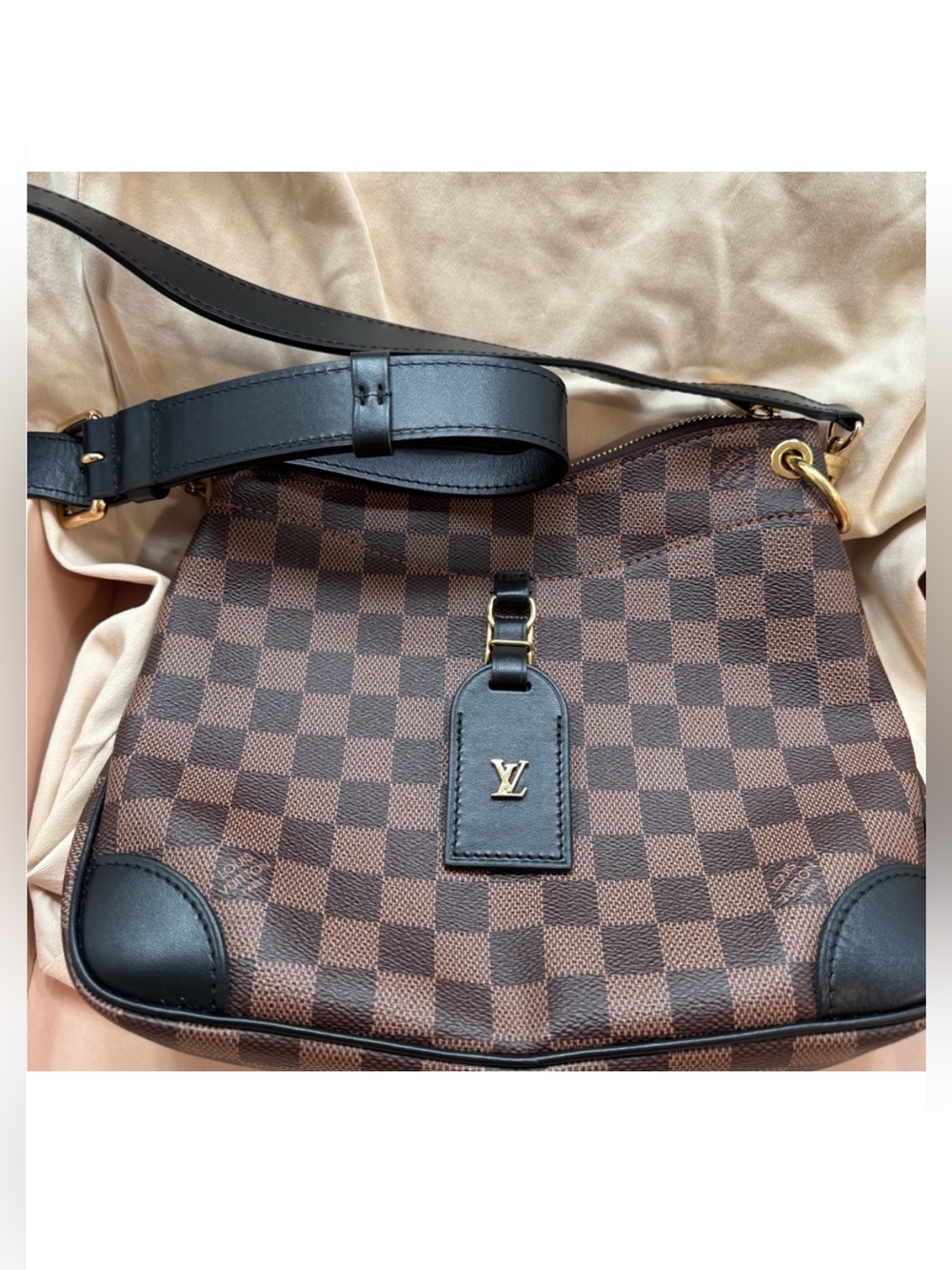 Louis Vuitton Odeon Damier Ebene PM Black and Brown Checkered Shoulder Bag